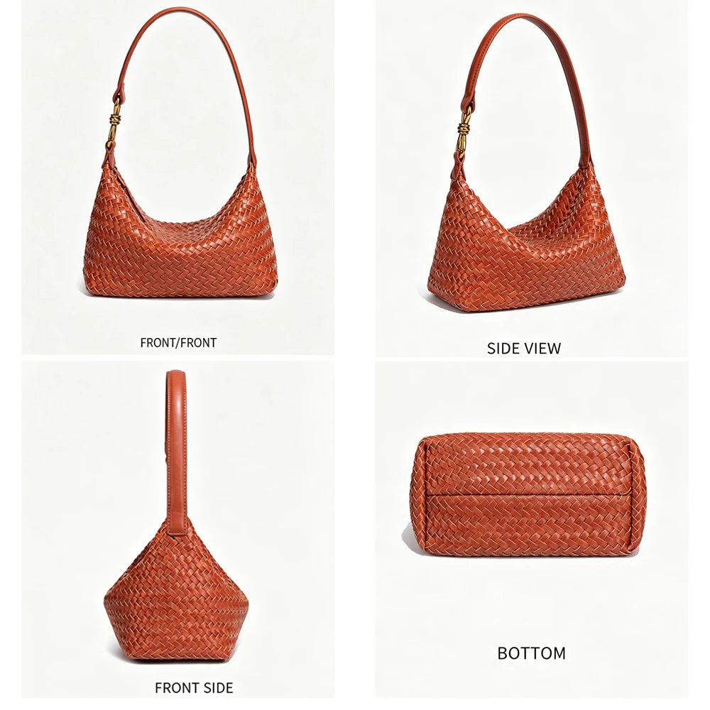 Woven Shoulder Bag for Women Purses Handbag Hobo Bags Vegan Leather Crossbody Purse Woven Underarm Shoulder Retro Tote Bag