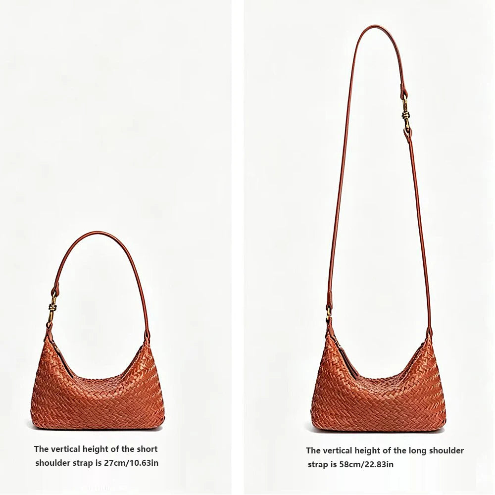 Woven Shoulder Bag for Women Purses Handbag Hobo Bags Vegan Leather Crossbody Purse Woven Underarm Shoulder Retro Tote Bag